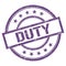 DUTY text written on purple violet vintage stamp