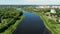 Dvina River in Polotsk Belarus, Europe with Cathedral of Saint Sophia