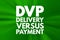 DVP - Delivery Versus Payment acronym, business concept background