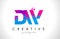 DW D W Letter Logo with Shattered Broken Blue Pink Texture Design Vector.