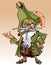 Dwarf cartoon character pirate with a cigar in his mouth