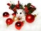 Dwarf hamster among Christmas decorations