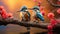 Dwarf Kingfishers Amidst Nature\\\'s Beauty