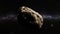 Dwarf planet of the asteroid belt lit by Sun and Milky Way galaxy