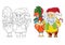 Dwarf and a rooster. Coloring for children. Happy New Year and C