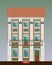 Dwelling house in Classicism style. Classical town architecture. Vector building. City infrastructure. Cityscape old beautiful