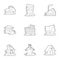 Dwelling icons set, outline style