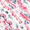 Dye Effect Seamless. Ethnic Pattern. Floral Bohemian Design. Red Mottled Pattern. Creative Textile Print. Pink Batik. Watercolor