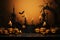 Dynamic 3D rendered Halloween background with podium product display
