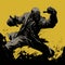 Dynamic Action: Evil Man In Yellow And Black - Comic Book Style Art