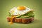 A dynamic AI illustration depicting a fried egg on top of avocado toast, Generative Ai