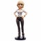 Dynamic Anime Style Office Woman Figurine On White Base