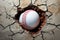 Dynamic baseball imagery Ball piercing through wall with dramatic cracks