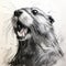 Dynamic Black And White Otter Portrait: Expressive Pencil Drawing