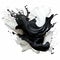Dynamic blending black and white liquid splash with flying beautiful drops. Abstract fluid art