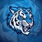 Dynamic Blue Tiger Mascot Design Vector for Badge, Emblem, and T-Shirt Prints