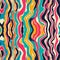 A dynamic and bold abstract pattern with wavy lines in bright colors meandering across a seamless design, suggesting