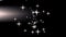 Dynamic bright stars on black background. Seamless 4K loop video animation.