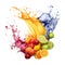 Dynamic Burst of Citrus and Berries with Splashing Juices. AI generation