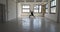 Dynamic camera movement on woman doing yoga in industrial interior