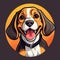 Dynamic Cartoon Beagle Logo Illustration In Dark White And Orange