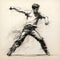 Dynamic Charcoal Sketch Of A Dancing Man In The Style Of Jeremy Mann
