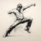 Dynamic Charcoal Sketch Of A Man Performing A Kick