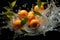 Dynamic Citrus Splash: Orange with Water and Juice on a Dark Background - Generative AI