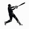 Dynamic Cricket Player Silhouette In Detailed Monochrome Illustration