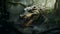 Dynamic Crocodile In A Green Forest: Hyperrealistic Cinema4d Render