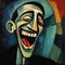 Dynamic Cubism Painting Laughing Man In Surrealism Poster