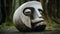 Dynamic Cubism Stone Sculpture Depicting Trapped Emotions In The Woods