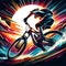 Dynamic Cyclist Against Streaking Rays Illustration