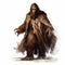 Dynamic Digital Painting Of A Noble Bigfoot In Brown Cloak