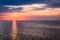 Dynamic dusk over calm ocean in summer, Baltic sea