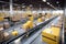 Dynamic and efficient conveyor belt system in a bustling warehouse fulfillment center