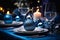 Dynamic Elegance: A Modern Blue Ballroom Soiree with a Stiff Nec