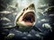 Dynamic Encounter: Shark Attacking a School of Fish - generative ai