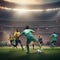 Dynamic and energetic sports scene capturing the excitement of a soccer match Perfect for sports-related content or posters3