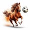 Dynamic Energy Flow: A Realistic Primitivist Image Of A Horse Chasing A Soccer Ball