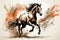 Dynamic Equestrian Emanation Majestic Horse Leaps in Vibrant Chinese Ink Style, Energizing Screen