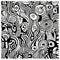 Dynamic Expressionist Doodle Hand Drawn Pattern Of Black And White Shapes