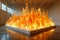 Dynamic Flame Sculpture Art Installation in Modern Gallery Space