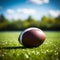 Dynamic football shot Closeup on green field with ample copy