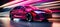 dynamic high energy automotive scene with blurred bokeh effect and colorful car tail lights