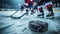 Dynamic Hockey Action with Blurred Players and Equipment