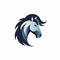 Dynamic Horse Head Icon Art Design In Dark Blue And Light Aquamarine