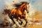 A Dynamic Horse in Modern Impressionism Created With Generative AI Technology