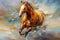 A Dynamic Horse in Modern Impressionism Created With Generative AI Technology