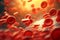 A dynamic illustration of red blood cells with energetic motion lines, showcasing the vitality and life-giving properties of these